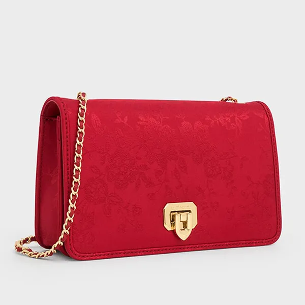 Túi Đeo Vai Nữ Charles & Keith CNK Jacquard Mini Shoulder Bag Crimson Red CK2-00681180 Màu Đỏ