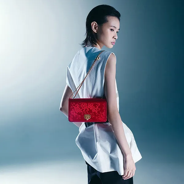 Túi Đeo Vai Nữ Charles & Keith CNK Jacquard Mini Shoulder Bag Crimson Red CK2-00681180 Màu Đỏ