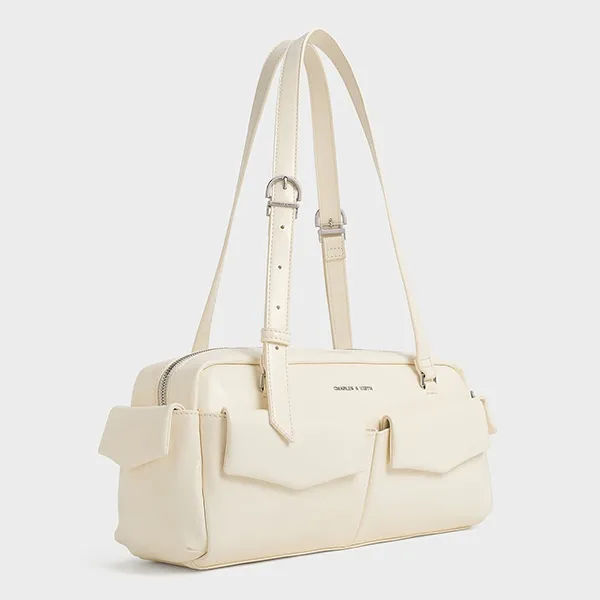 Túi Đeo Vai Nữ Charles & Keith CNK Rachel Elongated Multi-Pocket Shoulder Bag CK2-20160187 Cream Màu Kem - Túi xách - Vua Hàng Hiệu