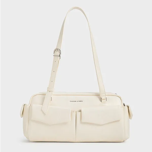 Túi Đeo Vai Nữ Charles & Keith CNK Rachel Elongated Multi-Pocket Shoulder Bag CK2-20160187 Cream Màu Kem - Túi xách - Vua Hàng Hiệu