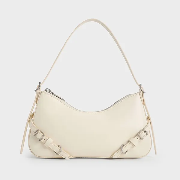 Túi Đeo Vai Nữ Charles & Keith CNK Sloane Shoulder Bag CK2-20671702 Cream Màu Kem
