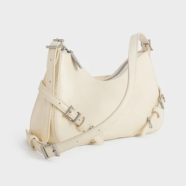 Túi Đeo Vai Nữ Charles & Keith CNK Sloane Shoulder Bag CK2-20671702 Cream Màu Kem