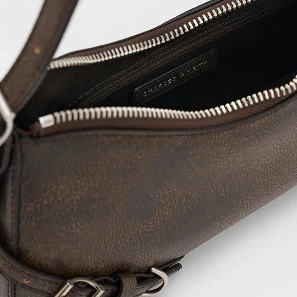 Túi Đeo Vai Nữ Charles & Keith CNK Sloane Shoulder Bag CK2-20671702 Dark Brown Màu Nâu Đậm