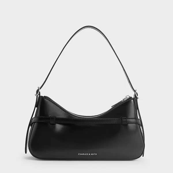 Túi Đeo Vai Nữ Charles & Keith CNK Sloane Shoulder Bag CK2-20671702 Noir Màu Đen
