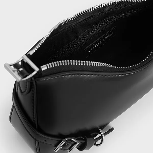 Túi Đeo Vai Nữ Charles & Keith CNK Sloane Shoulder Bag CK2-20671702 Noir Màu Đen