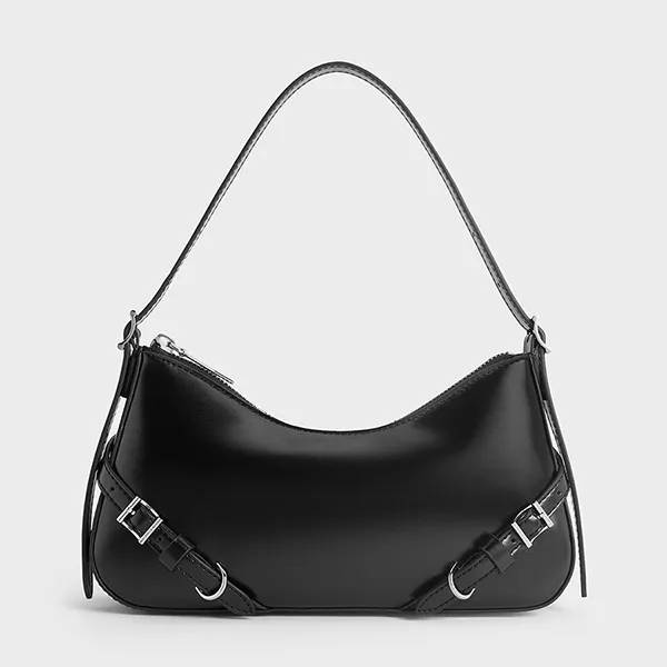 Túi Đeo Vai Nữ Charles & Keith CNK Sloane Shoulder Bag CK2-20671702 Noir Màu Đen