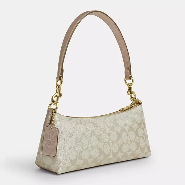 Túi Đeo Vai Nữ Coach Charlotte Shoulder Bag In Signature Canvas CX580 Im/Champagne Multi Màu Be