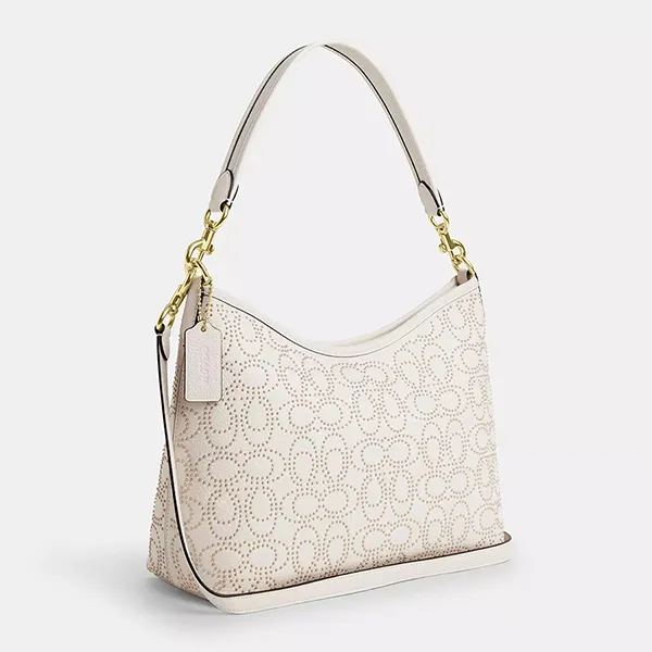 Túi Đeo Vai Nữ Coach Laurel Shoulder Bag With Signature Rivets CX258 Gold/Chalk Màu Trắng - Túi xách - Vua Hàng Hiệu