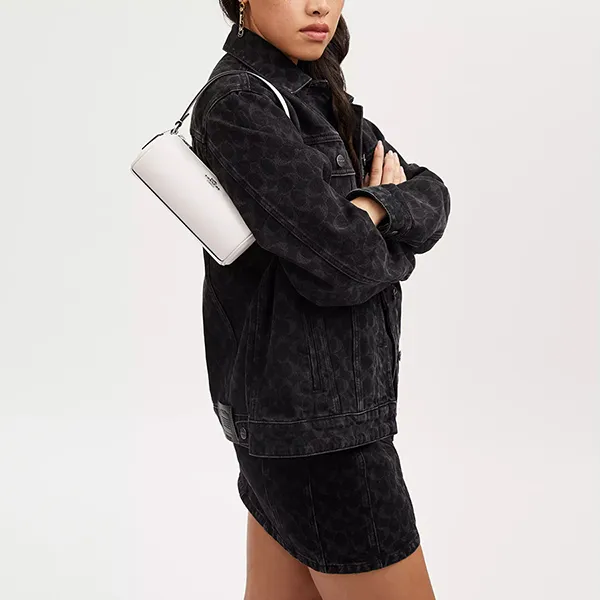 Túi Đeo Vai Nữ Coach Nolita Barrel Bag CR830 Silver/Chalk Màu Trắng