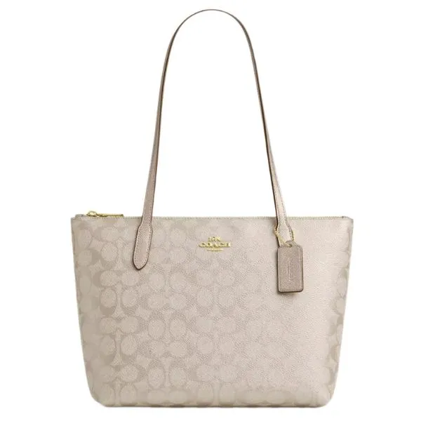 Túi Tote Nữ Coach Fiona Zip Tote Bag In Signature Canvas CW396 Màu Trắng