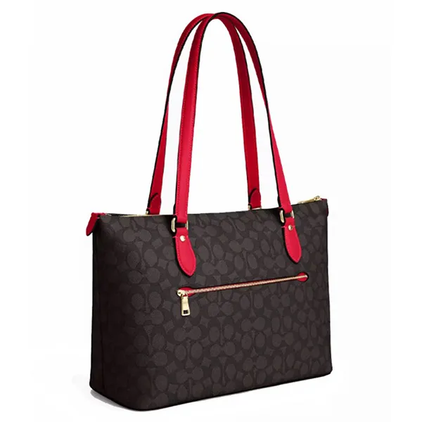 Túi Tote Nữ Coach Gallery Tote Bag In Signature Canvas CW381 Gold/Walnut/Bold Màu Đen/Đỏ