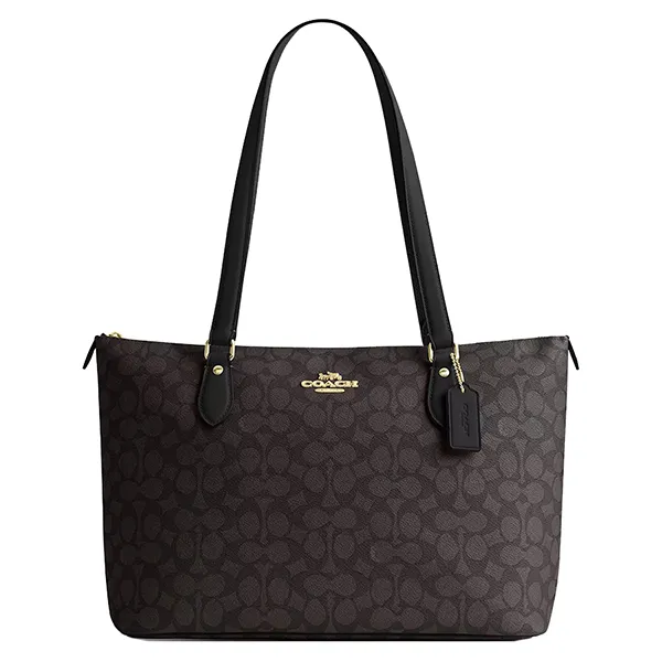 Túi Tote Nữ Coach Gallery Tote Bag In Signature Canvas CW381 Gold/Walnut/Black Màu Nâu Đen - Túi xách - Vua Hàng Hiệu