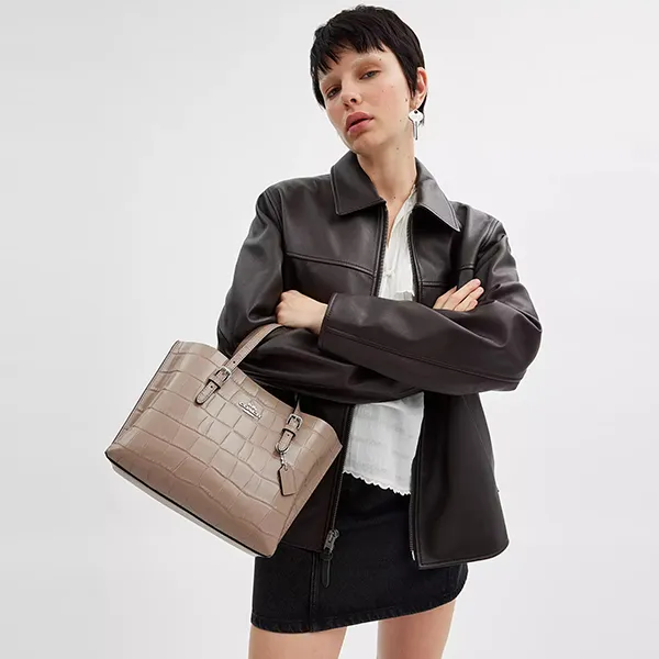 Túi Tote Nữ Coach Mollie Bag 25 CW017 Silver/Stone Màu Be Đậm