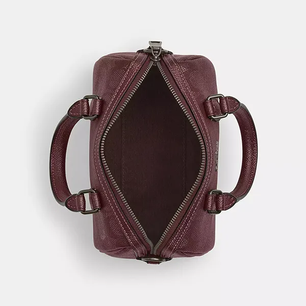 Túi Xách Nữ Coach Boxed Mini Rowan Crossbody Bag And Mirror Bag In Signature Canvas CX186 (Kèm Charm) Màu Đỏ Mận Tía