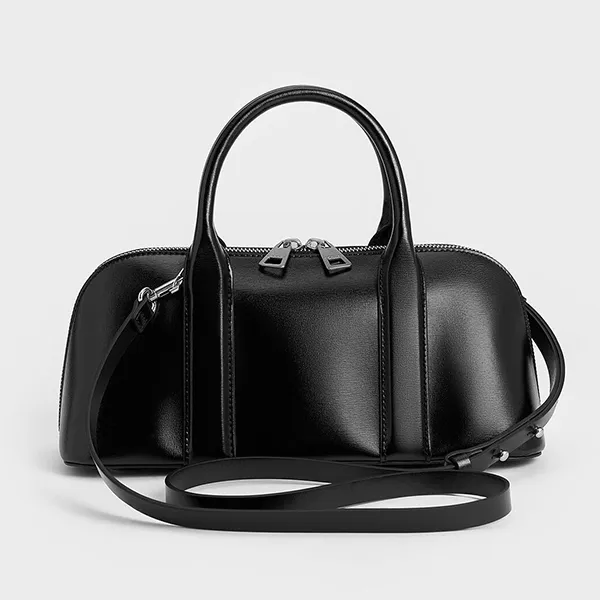 Túi Xách Tay Nữ Charles & Keith CNK Axel Bowling Bag CK2-30271439 Noir Màu Đen