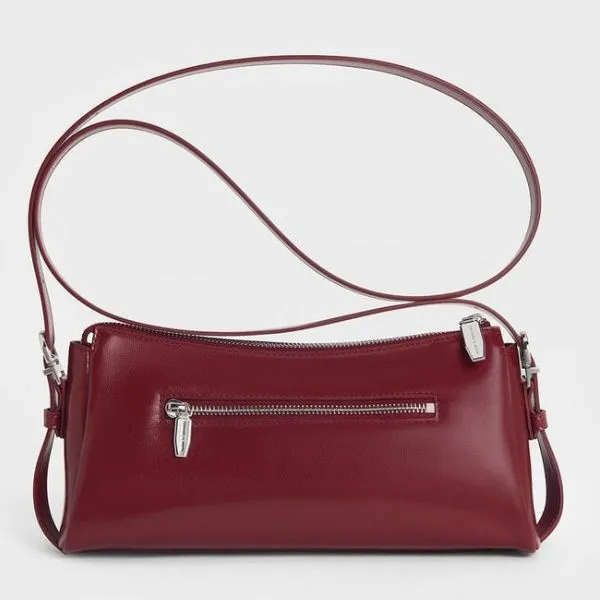Túi Xách Tay Nữ Charles & Keith Rachel Pocket Chain Handle Bag CK2-20160191 Burgun Màu Đỏ