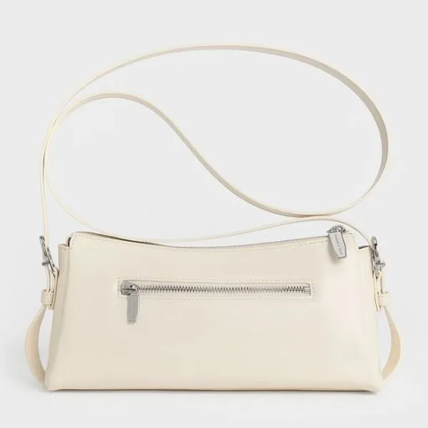 Túi Xách Tay Nữ Charles & Keith Rachel Pocket Chain Handle Bag CK2-20160191 Cream Màu Kem