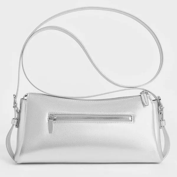 Túi Xách Tay Nữ Charles & Keith Rachel Pocket Chain Handle Bag CK2-20160191 Silver Màu Bạc