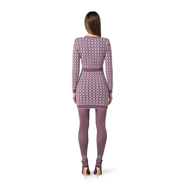 Váy Nữ Elisabetta Franchi Jacquard Knit With Logo - AM94Q36E3 BJ7 Màu Tím Size 40