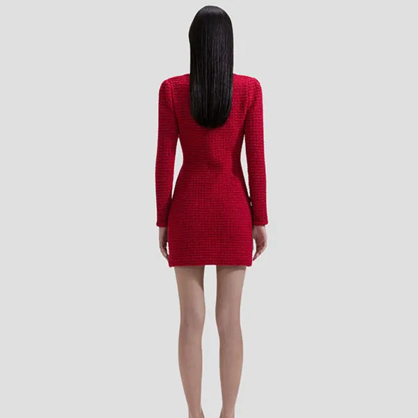 Váy Nữ Self-Portrait Mini Dress in Red RS24-912S-R Màu Đỏ Size M
