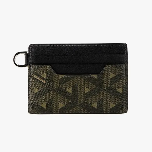 Ví Đựng Thẻ Nam Giovanni Card Wallet GCH0002-1 Màu Đen Phối Xanh Rêu