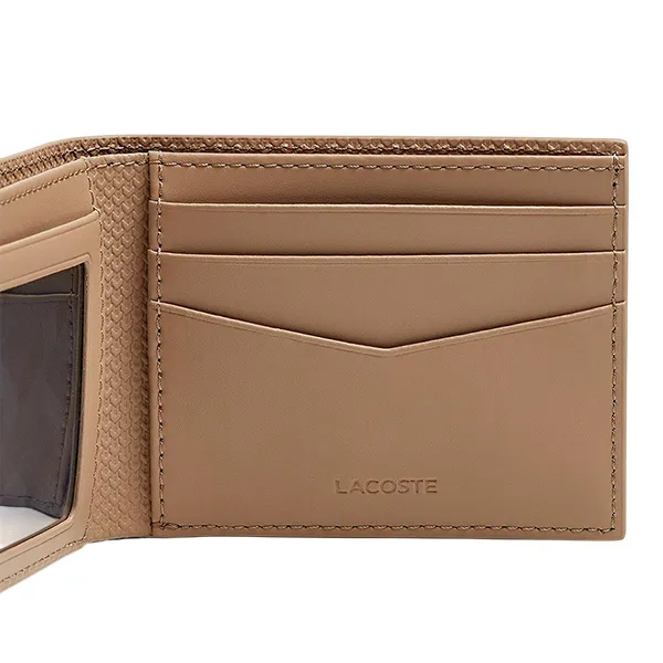 Ví Nam Lacoste Chantaco Piqué Leather 3 Card Wallet NH2824CE J07 Club Màu Nâu