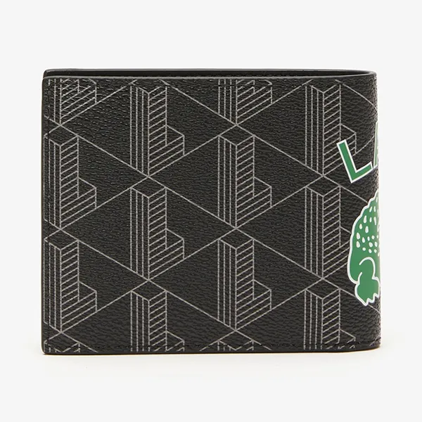 Ví Nam Lacoste The Blend Monogram Print Wallet NH4137BG L83 Mono Noir Gris Estragon Màu Đen