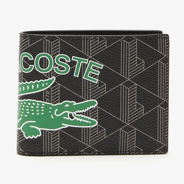Ví Nam Lacoste The Blend Monogram Print Wallet NH4137BG L83 Mono Noir Gris Estragon Màu Đen