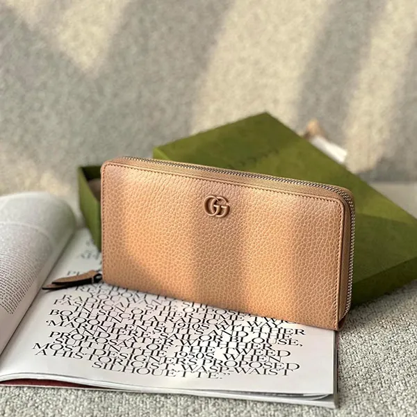 Ví Nữ Gucci GG Marmont Leather Round Long Wallet Màu Nude