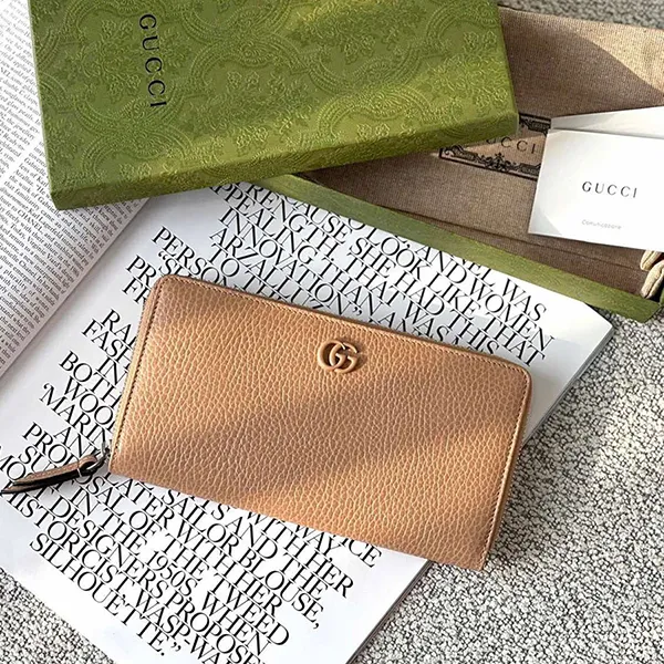 Ví Nữ Gucci GG Marmont Leather Round Long Wallet Màu Nude