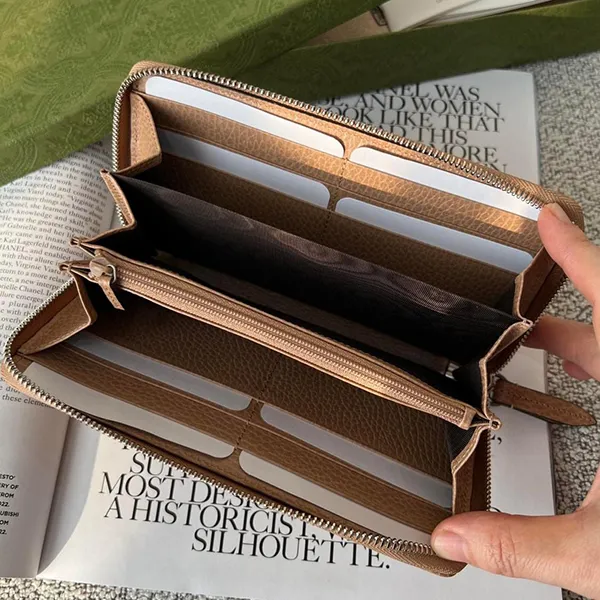 Ví Nữ Gucci GG Marmont Leather Round Long Wallet Màu Nude