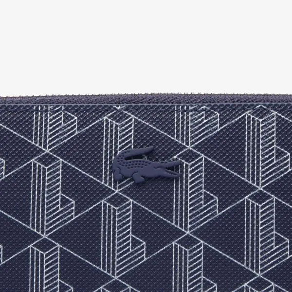 Ví Nữ Lacoste Large Zipped Monogram Billfold NF3958DG M83 Màu Xanh Navy - Túi xách - Vua Hàng Hiệu