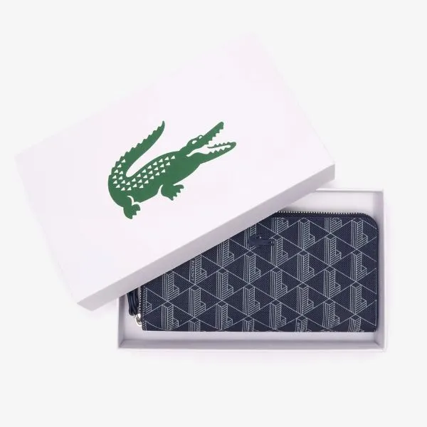 Ví Nữ Lacoste Large Zipped Monogram Billfold NF3958DG M83 Màu Xanh Navy - Túi xách - Vua Hàng Hiệu