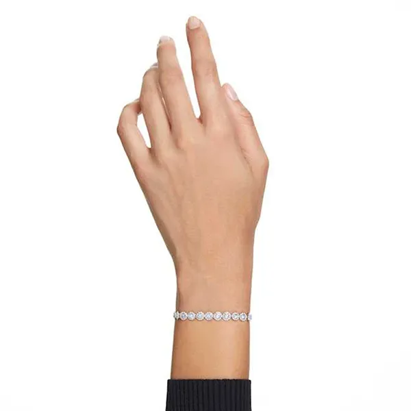 Vòng Đeo Tay Nữ Swarovski Una Angelic Tennis Bracelet Round Cut, Small, White, Rhodium Plated 5071173 Màu Trắng Bạc - Trang sức - Vua Hàng Hiệu