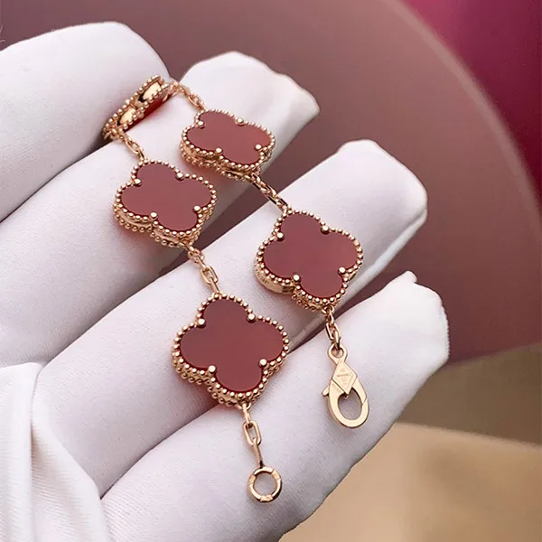 Vòng Đeo Tay Jewery Luxury Alhambra Carnelian Diamond Màu Vàng Hồng Size 15mm - Trang sức - Vua Hàng Hiệu