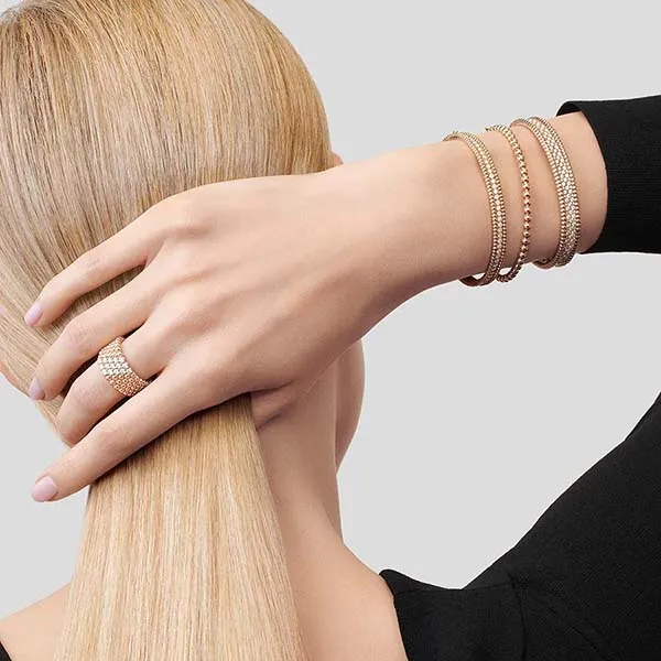Vòng Đeo Tay Jewery Luxury Perlée Diamonds Bracelet, 1 Row, Extra Small Model VCARP27D00 Màu Vàng Hồng