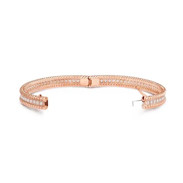 Vòng Đeo Tay Jewery Luxury Perlée Diamonds Bracelet, 1 Row, Extra Small Model VCARP27D00 Màu Vàng Hồng