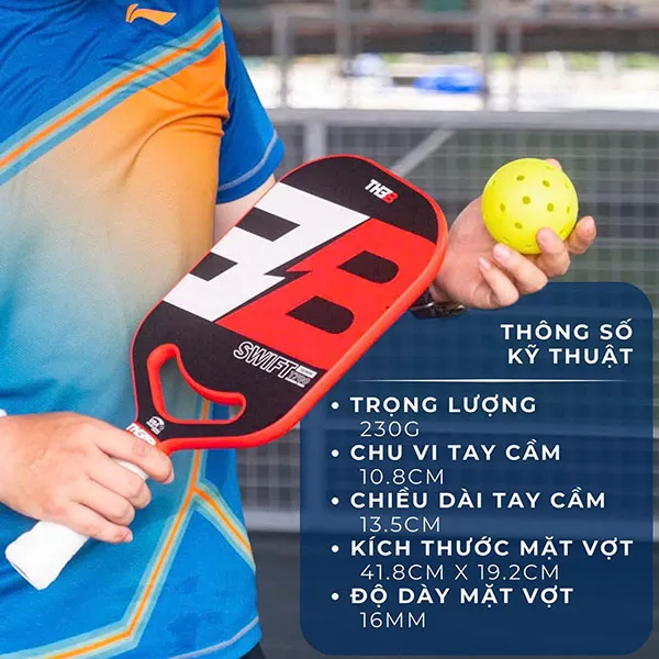 Vợt Pickleball The B Sports Màu Đen Đỏ