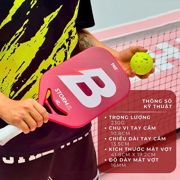 Vợt Pickleball The B Sports Màu Hồng Đỏ