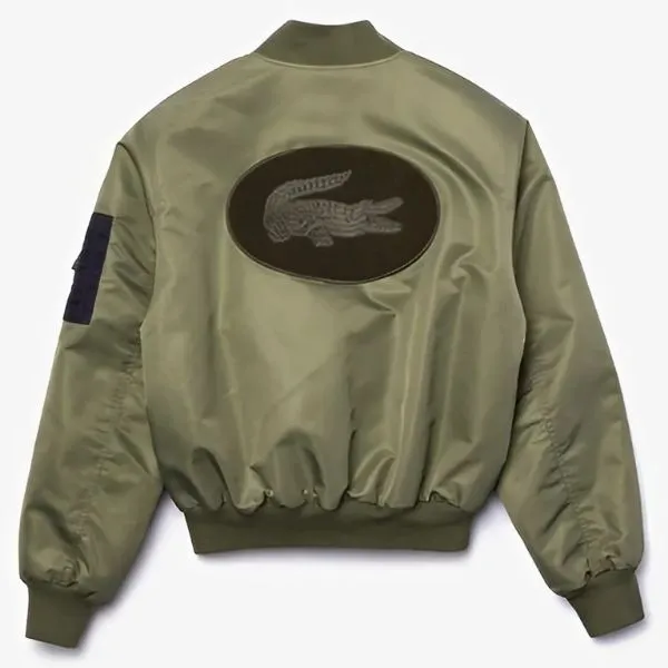 Áo Bomber Lacoste Felt Logo MA-1 Jacket Màu Xanh Lá Size M