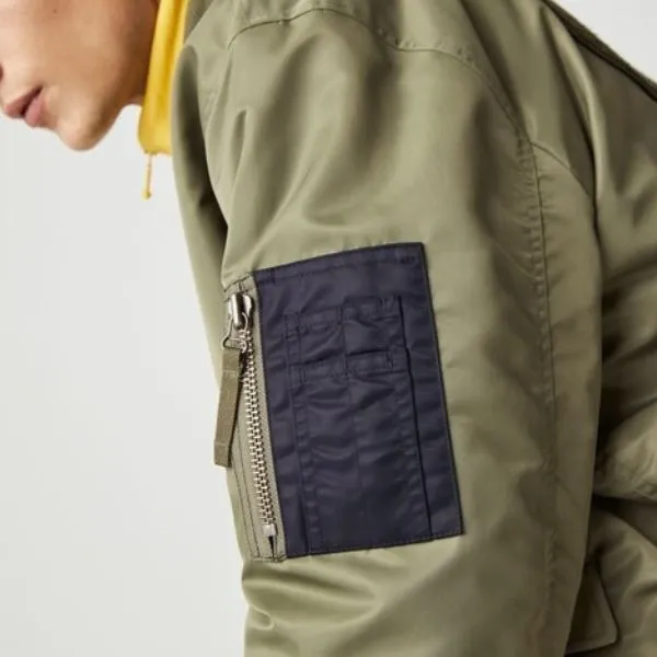 Áo Bomber Lacoste Felt Logo MA-1 Jacket Màu Xanh Lá Size M