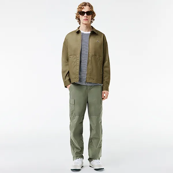 Áo Khoác Kaki Nam Lacoste Water-Repellent Cotton Jacket BH7198-316 Màu Xanh Rêu Size 50 - Thời trang - Vua Hàng Hiệu