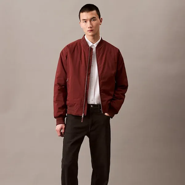 Áo Khoác Nam Calvin Klein CK Zip Bomber Jacket 40EM567-601 Màu Đỏ Mận Size S