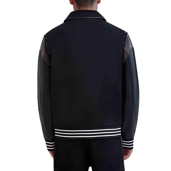 Áo Khoác Nam Karl Lagerfeld Faux Leather Sleeve Bomber Jacket J5006 1BM Màu Đen Size S