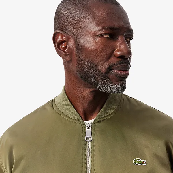 Áo Khoác Nam Lacoste Men's Water-Repellent Padded Bomber Jacket BH2899 - BMY Màu Xanh Rêu Size 48