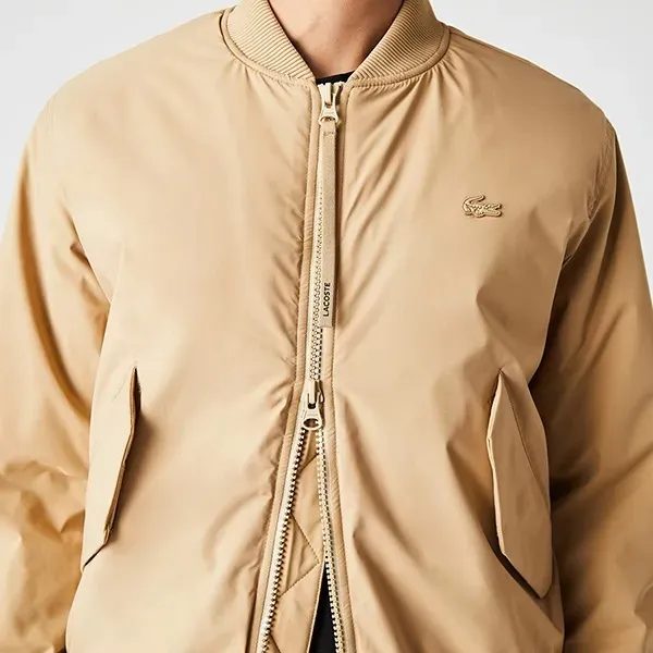 Áo Khoác Nam Lacoste Water Repellent Thermore Insulated Bomber Jacket BH4455 52N 02S Màu Be Size 50