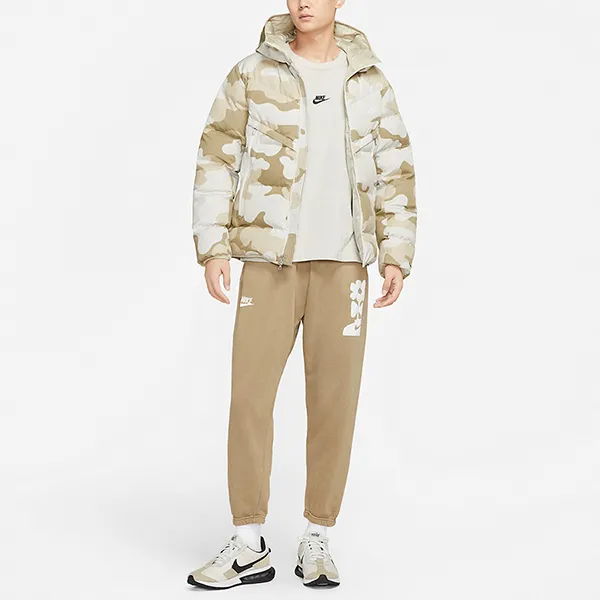 Áo Khoác Nam Nike Off-White Camouflage Water-Repellent Warm Zipper Pocket Hooded Jacket DQ4936-072 Màu Be Size M (Form China)
