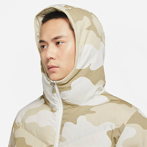 Áo Khoác Nam Nike Off-White Camouflage Water-Repellent Warm Zipper Pocket Hooded Jacket DQ4936-072 Màu Be Size M (Form China)