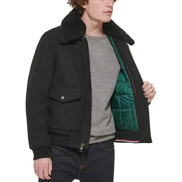 Áo Khoác Nam Tommy Hilfiger Men's Faux-Fur Collar Jacket AP032 Black Màu Đen Size M