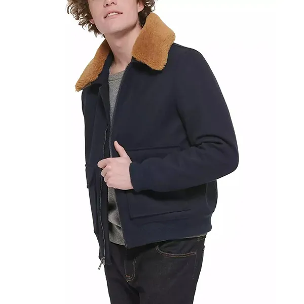 Áo Khoác Nam Tommy Hilfiger Men's Faux-Fur Collar Jacket AP032 Màu Xanh Navy Size S